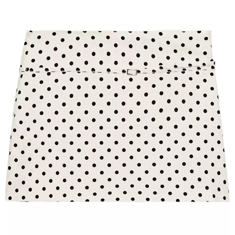 Polka Dot Belted A-Line Skort