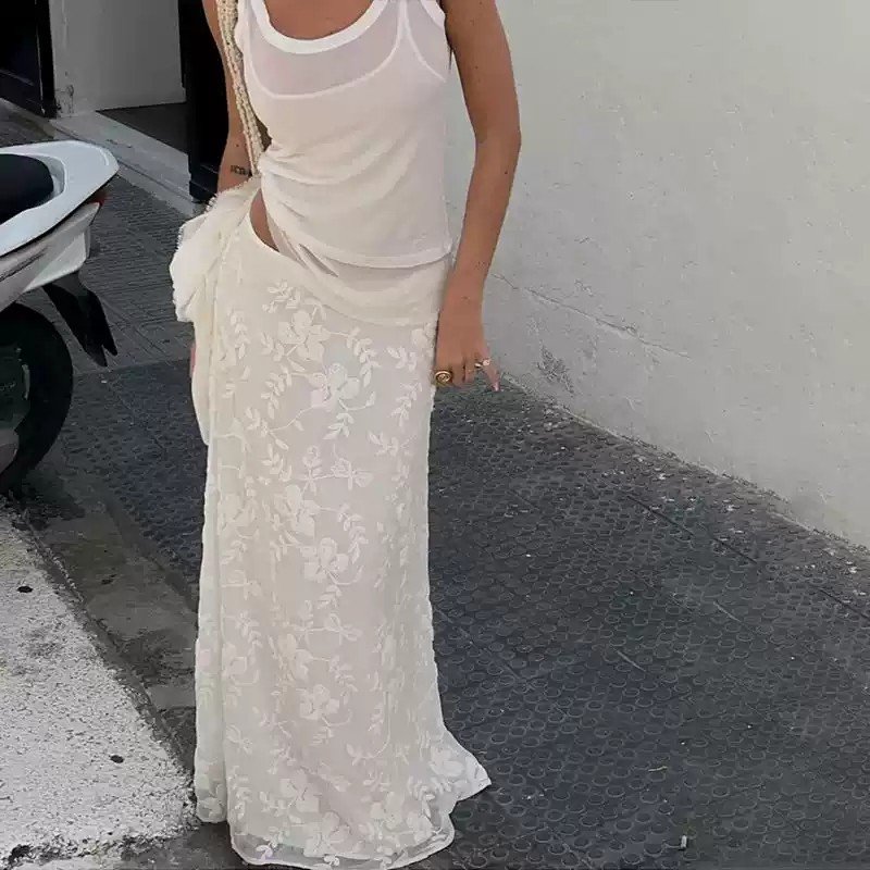 Figure-Flattering Floral Maxi Skirt - 图片 2