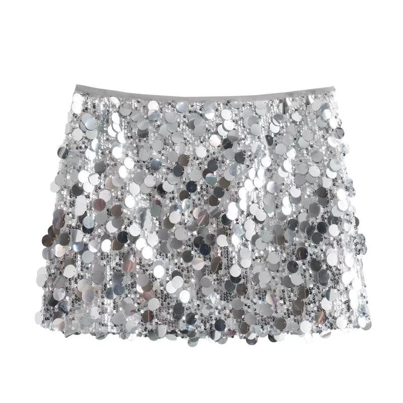 High Waist Sequin Bodycon Mini Skirt