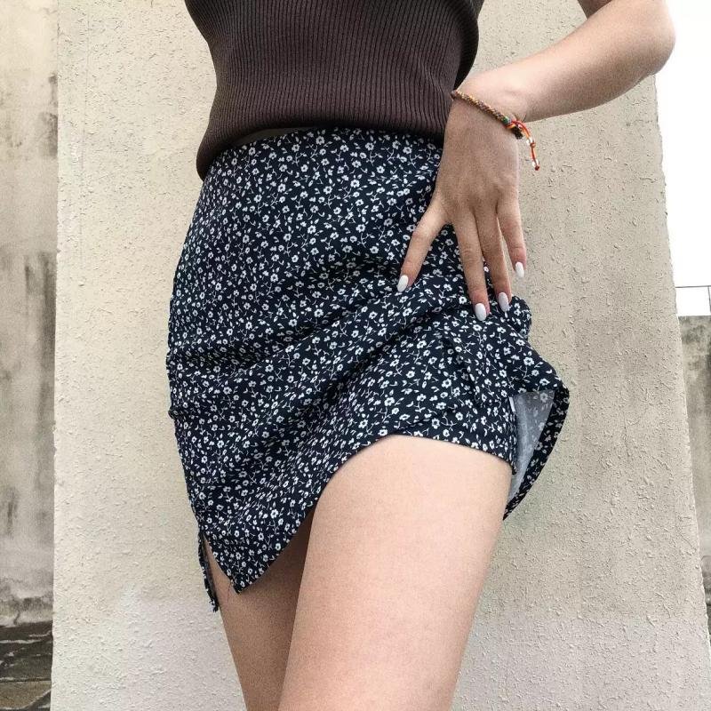 High Waist Split Floral Midi Skirt - 图片 3