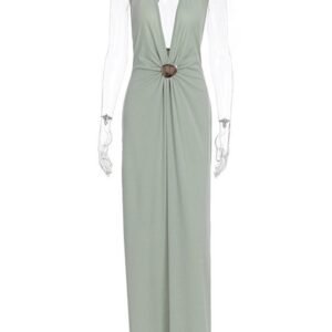 Open Back Fitted Waist Evening Gown