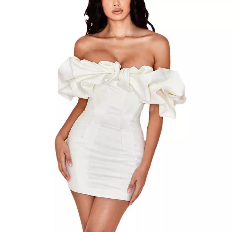 Off-Shoulder Ruffled Midi Dress