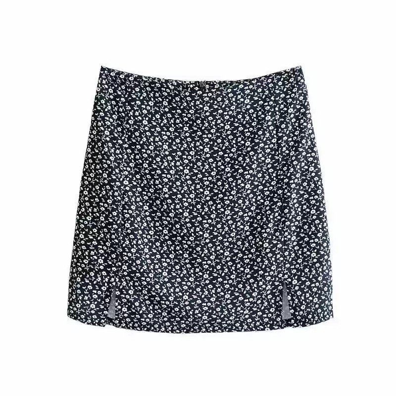 High Waist Split Floral Midi Skirt