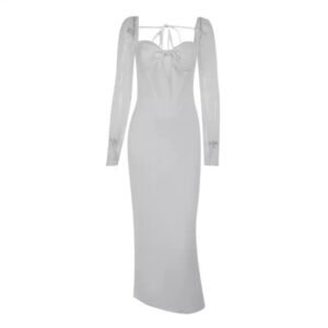 Strapless Lace Long Sleeve Evening Gown