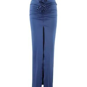 3D Flower Ruched  A-Line Skirt