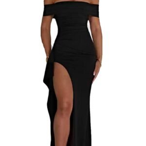 Off Shoulder High Slit Maxi Dress