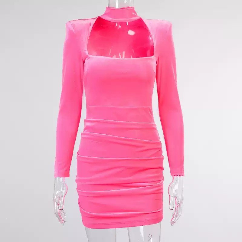 Cutout Square Long Sleeve Dress