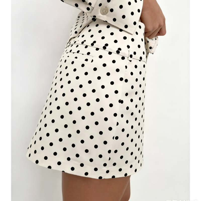 Polka Dot Belted A-Line Skort - 图片 3